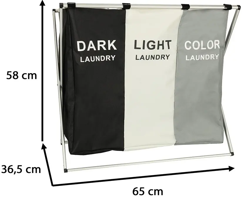 Cos de sortare rufe Ikonka KX4846 (Black/White/Grey) - 8