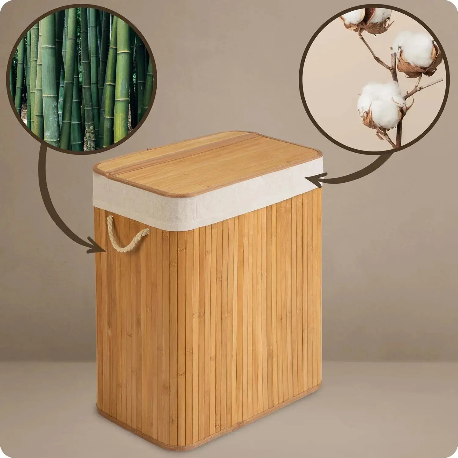Корзина для белья Massido 678100 (Beige/Natural) - 8
