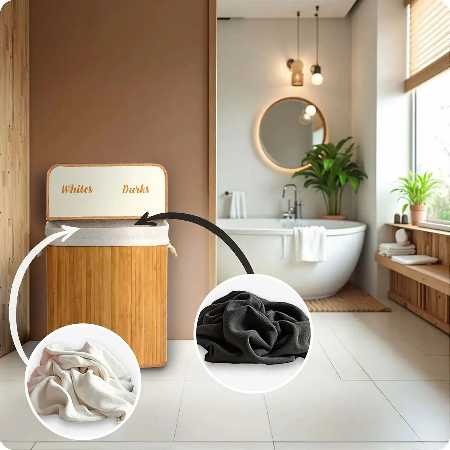 Корзина для белья Massido 678100 (Beige/Natural) - 10