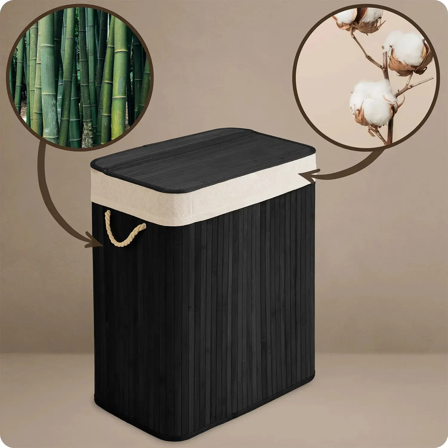 Coș de rufe Massido 678101 (Beige/Black) - 8
