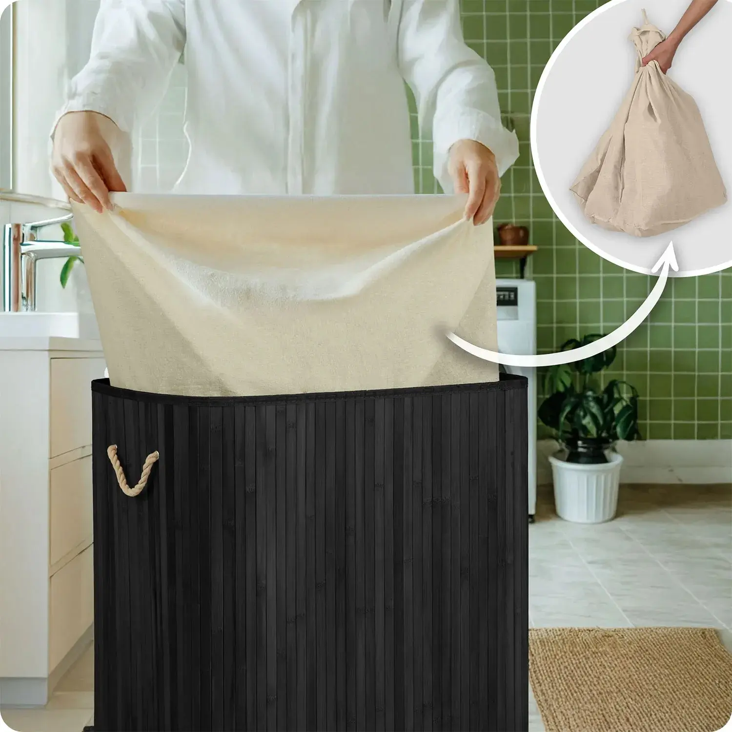 Coș de rufe Massido 678101 (Beige/Black) - 9