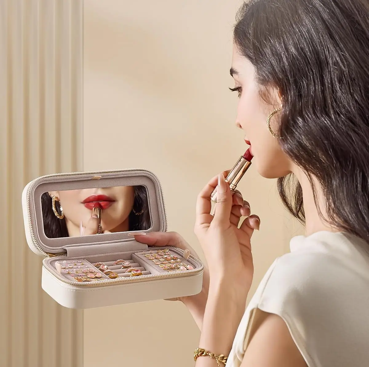 Organizator de bijuterii Songmics Anah JBC180W01 (Cloud White)