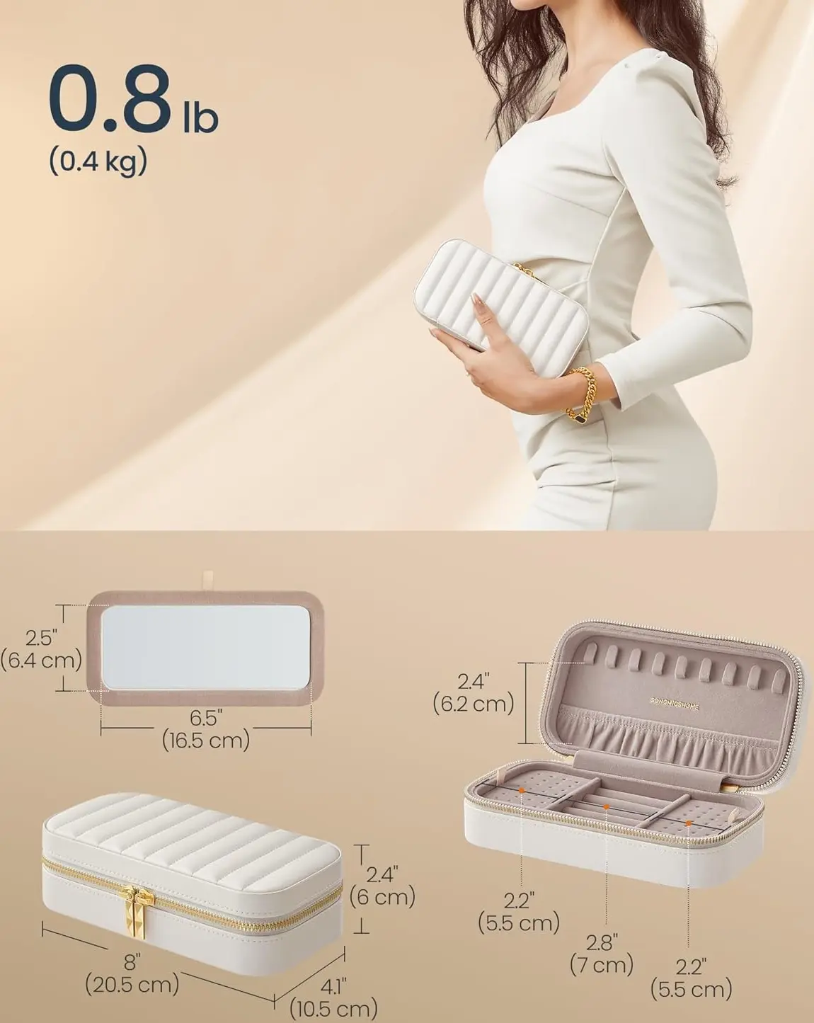 Organizator de bijuterii Songmics Anah JBC180W01 (Cloud White)