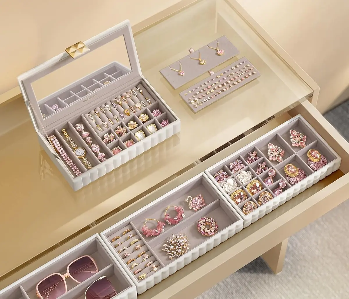 Organizator de bijuterii Songmics Anah JBC181W01 (Cloud White)