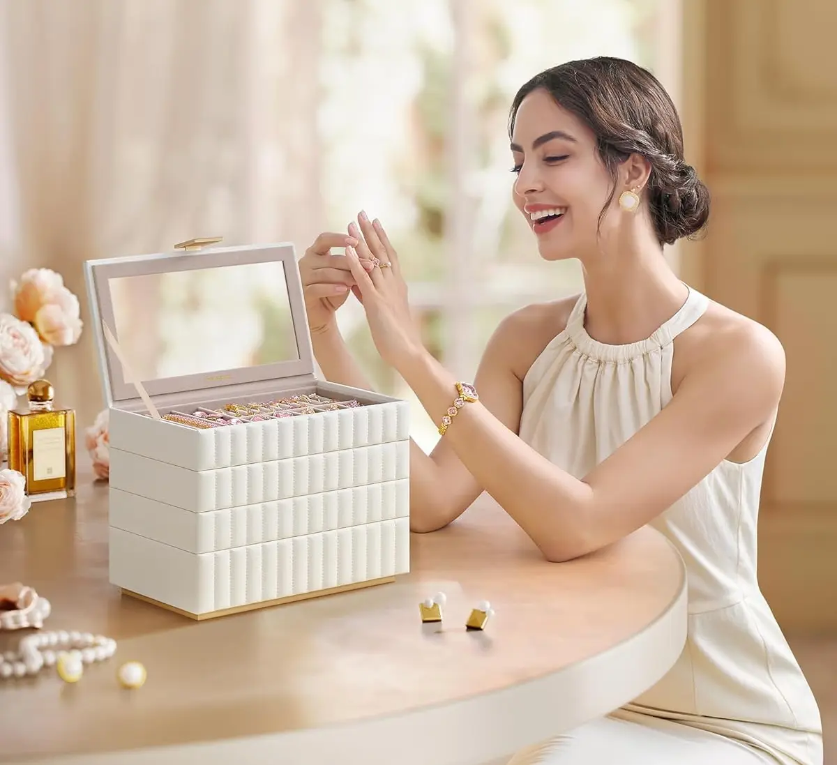 Organizator de bijuterii Songmics Anah JBC181W01 (Cloud White)