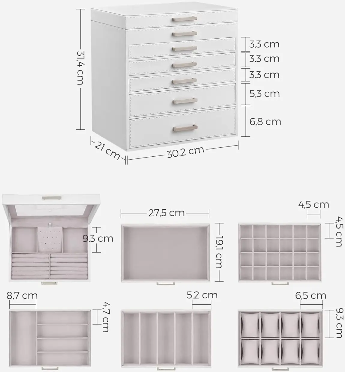 Organizator de bijuterii Songmics JBC138 (White)
