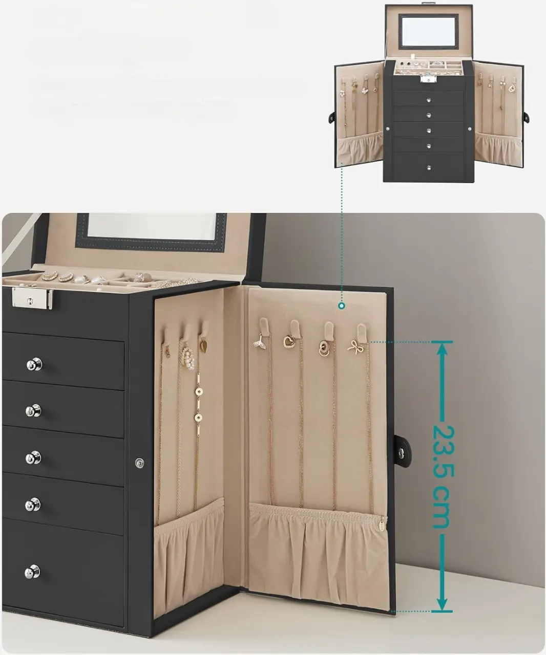 Органайзер для ювелирных украшений Songmics JBC152B01 (Black) - 5