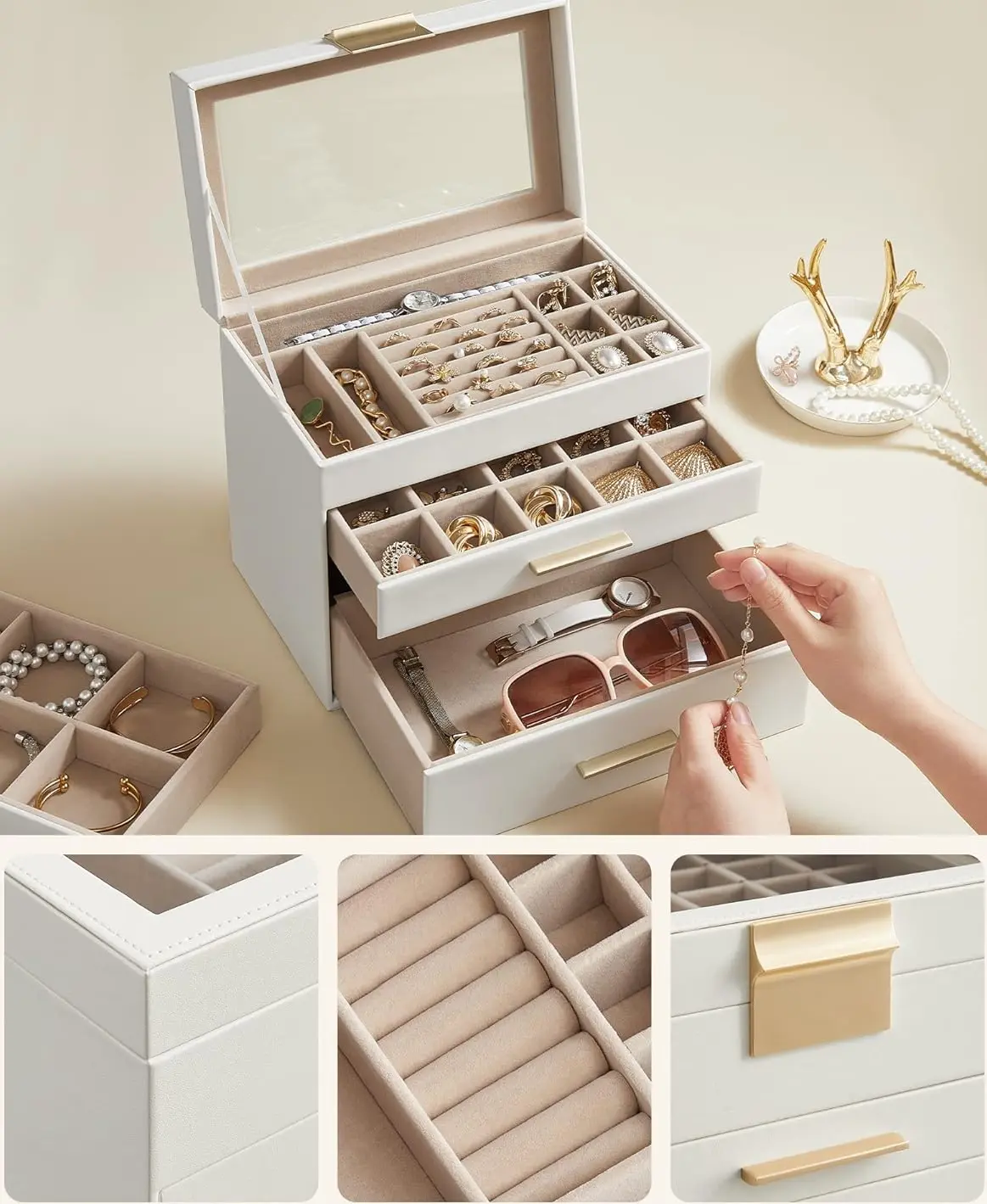 Organizator de bijuterii Songmics JBC161W01 (Cloud White) - 4