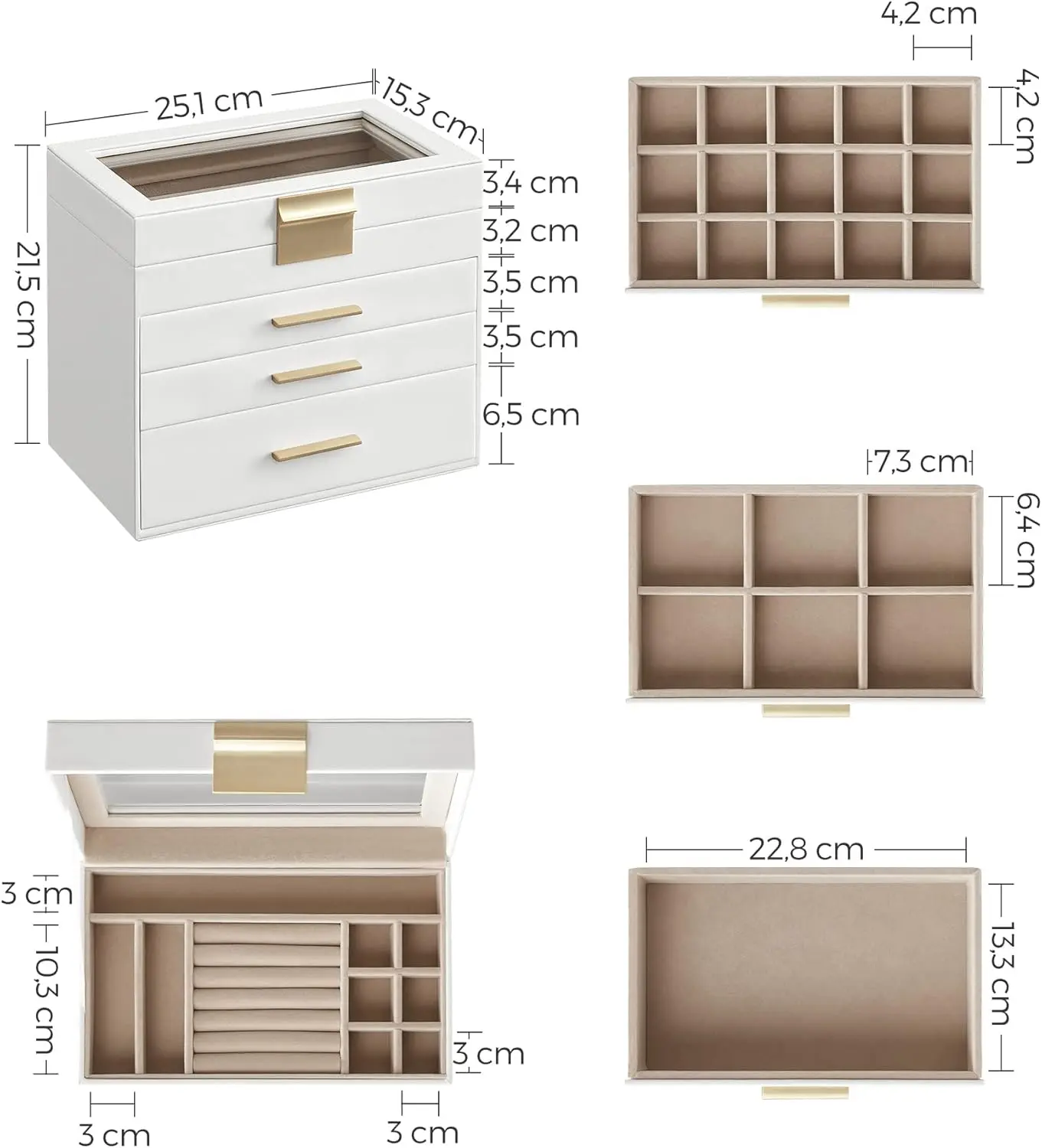 Organizator de bijuterii Songmics JBC161W01 (Cloud White) - 7