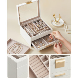 Organizator de bijuterii Songmics JBC239WT (Cloud White/Gold) Thumb