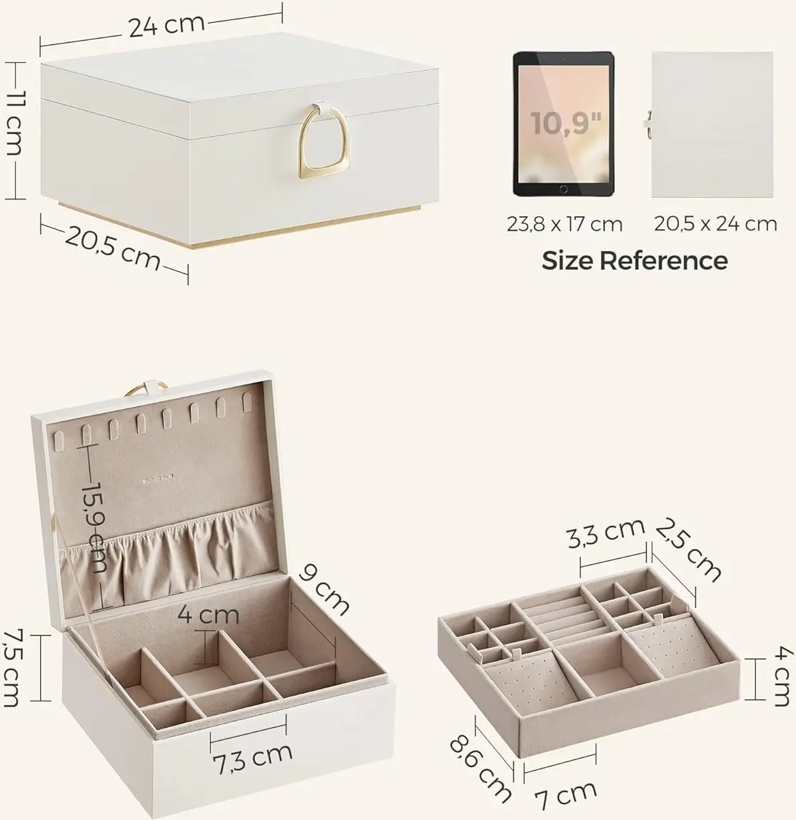 Organizator de bijuterii Songmics JJBC165W01 (White) - 4