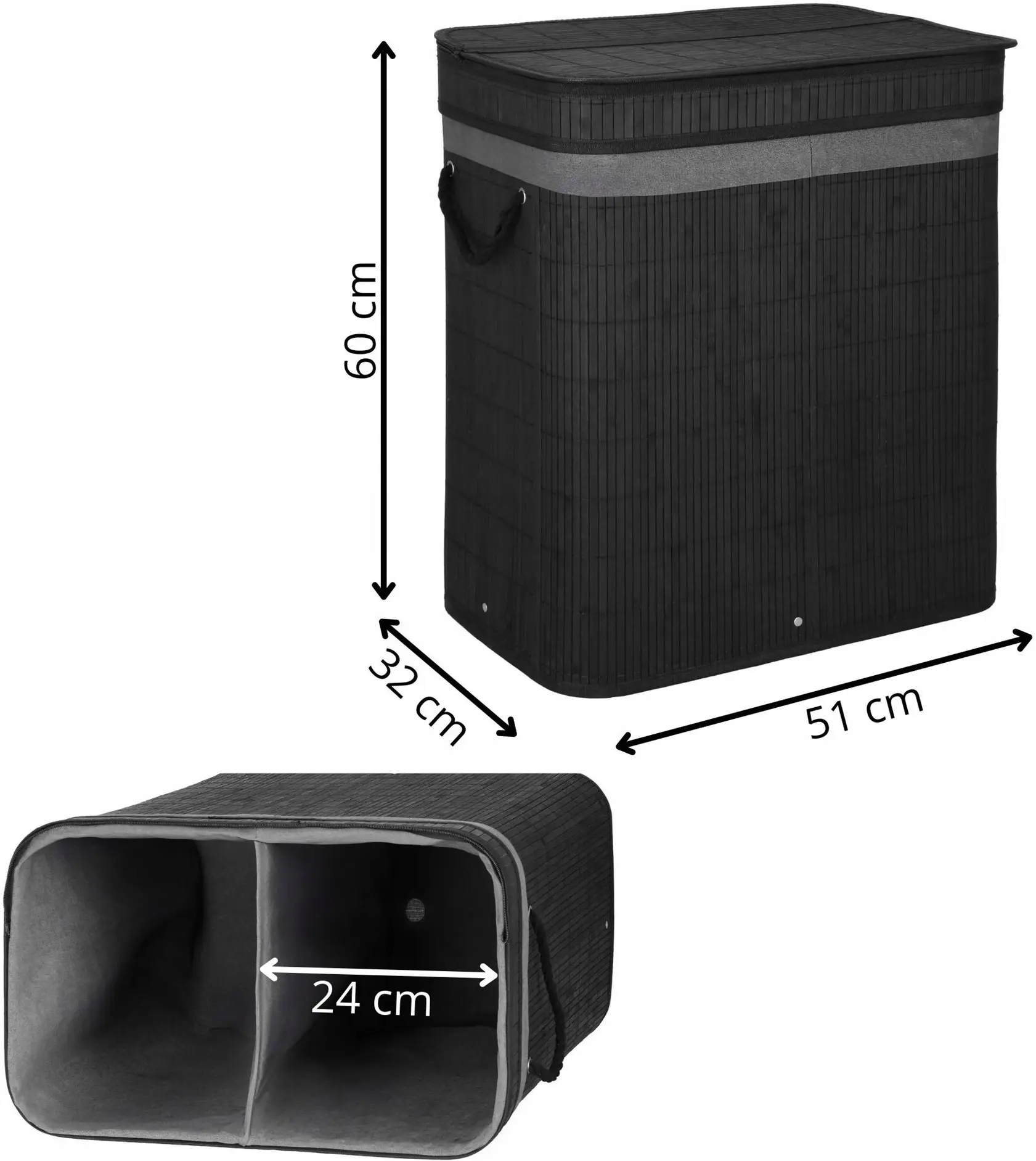 Корзина для белья Springos Lumora HA0159 (Black) - 8