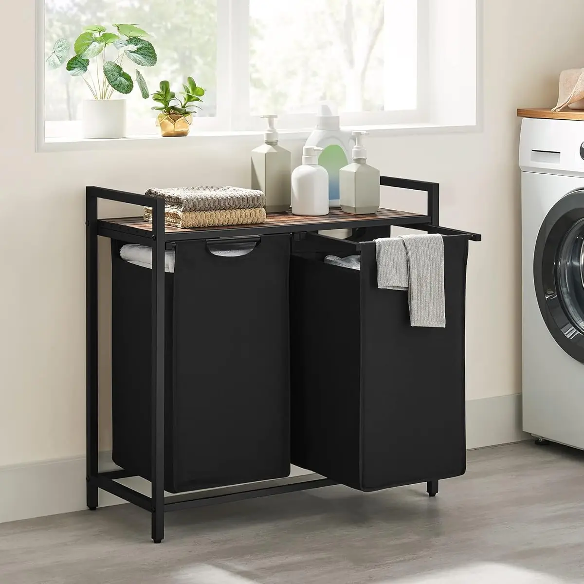 Корзина для белья Vasagle BLH201B01V1 (Rustic Brown/Black) - 2