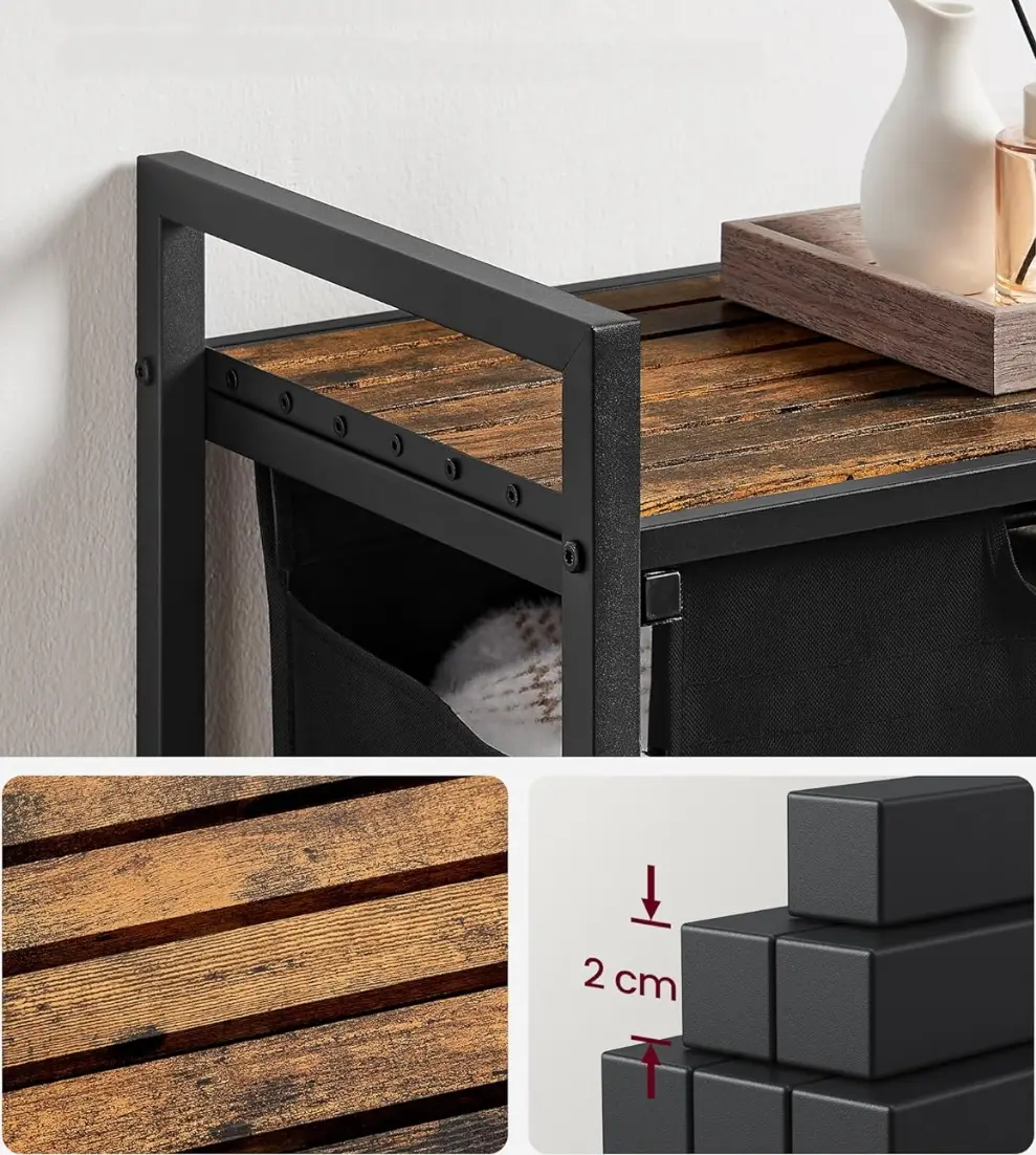 Корзина для белья Vasagle BLH201B01V1 (Rustic Brown/Black) - 6