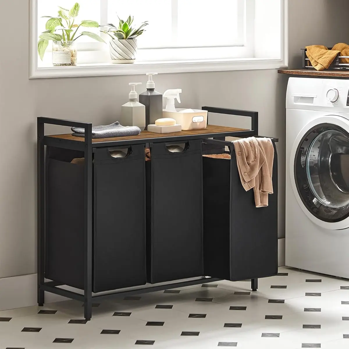 Корзина для белья Vasagle BLH301B01 (Ink Black/Rustic Brown) - 2