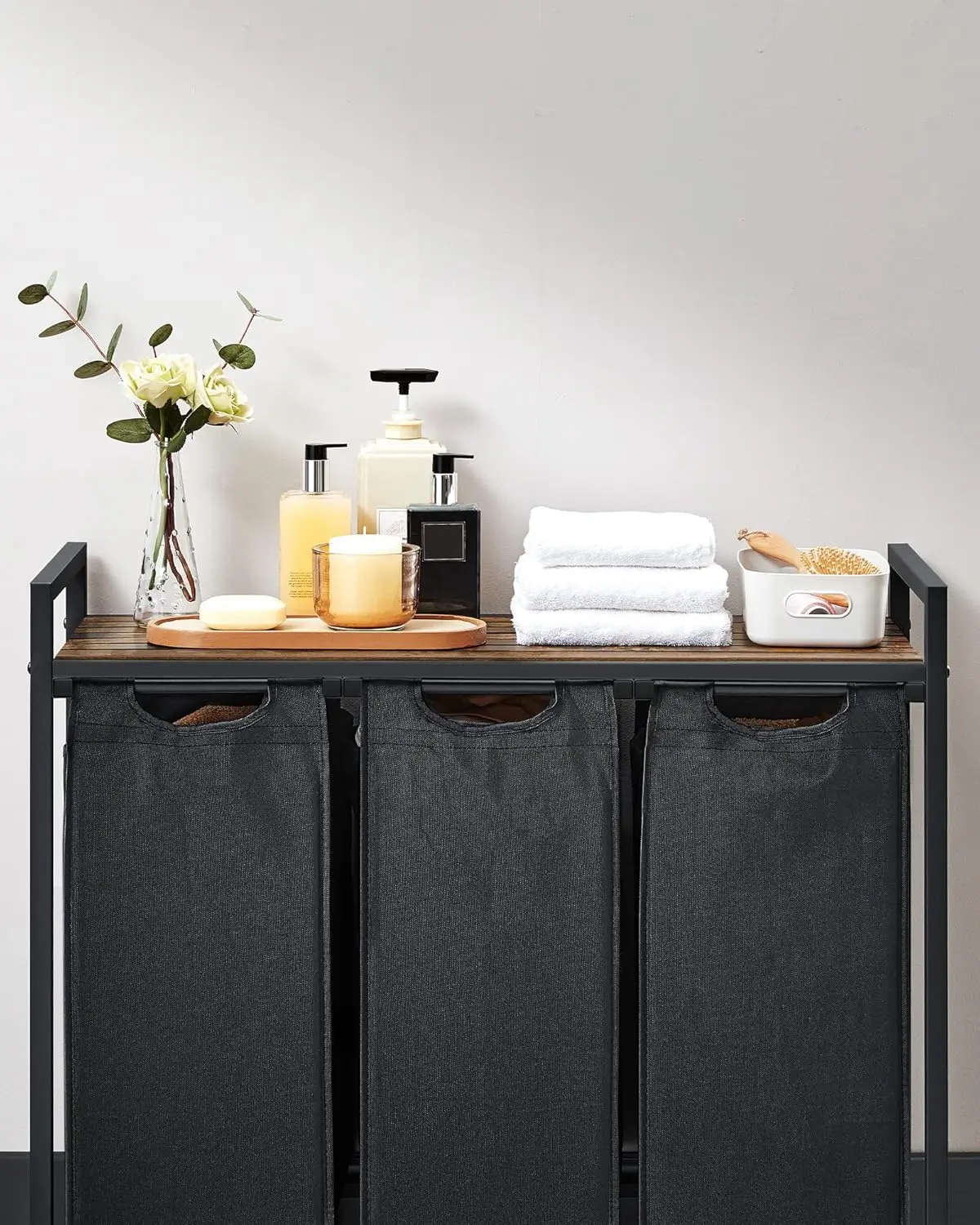 Корзина для белья Vasagle BLH301B01 (Ink Black/Rustic Brown) - 4