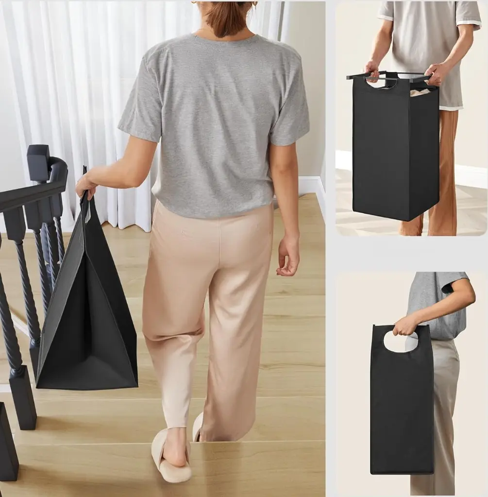 Корзина для белья Vasagle BLH301B01 (Ink Black/Rustic Brown) - 8