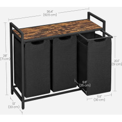 Корзина для белья Vasagle BLH301B01 (Ink Black/Rustic Brown) Thumb