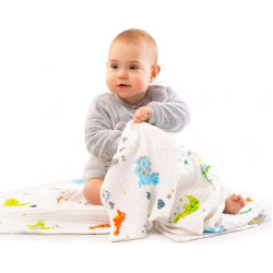 Плед Akuku A0685 Dinosaurs 110x105 (White) Thumb