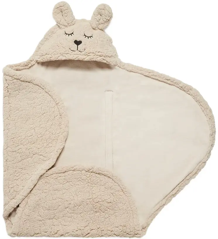 Patura pentru copii cu gluga Jollein Bunny 100x105 (Nougat) - 2