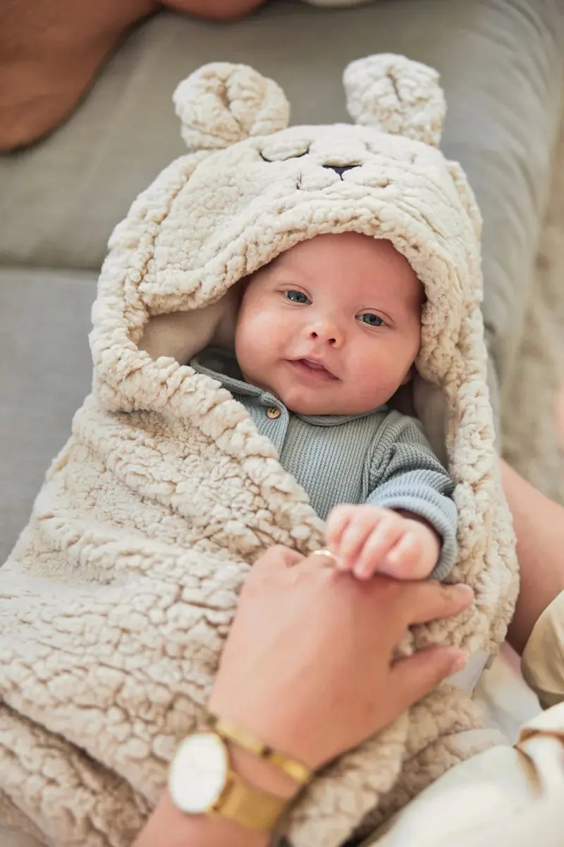 Patura pentru copii cu gluga Jollein Bunny 100x105 (Nougat) - 5