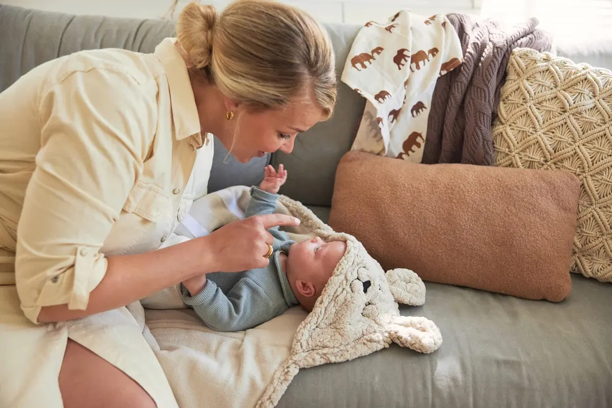 Patura pentru copii cu gluga Jollein Bunny 100x105 (Nougat) - 6