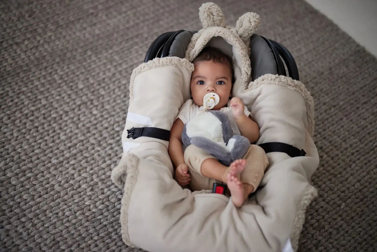 Patura pentru copii cu gluga Jollein Bunny 100x105 (Nougat) - 7