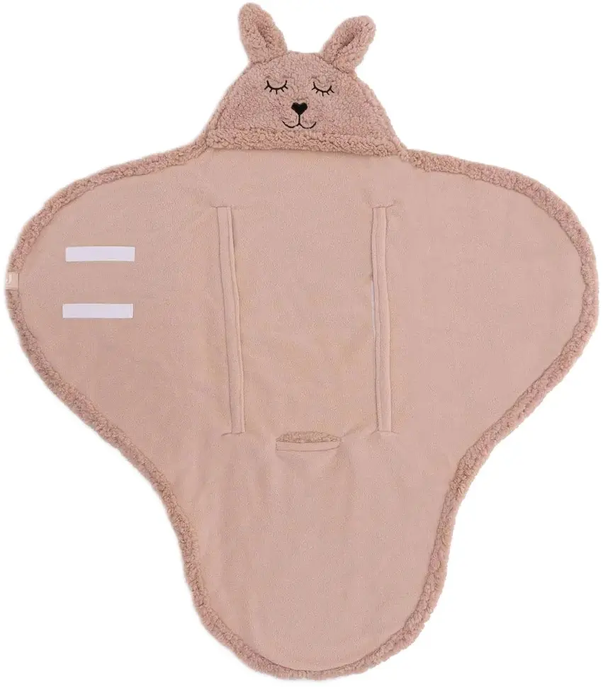 Patura pentru copii cu gluga Jollein Bunny 100x105 (Wild Rose) - 3