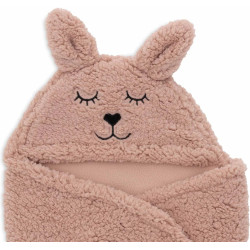 Patura pentru copii cu gluga Jollein Bunny 100x105 (Wild Rose) Thumb