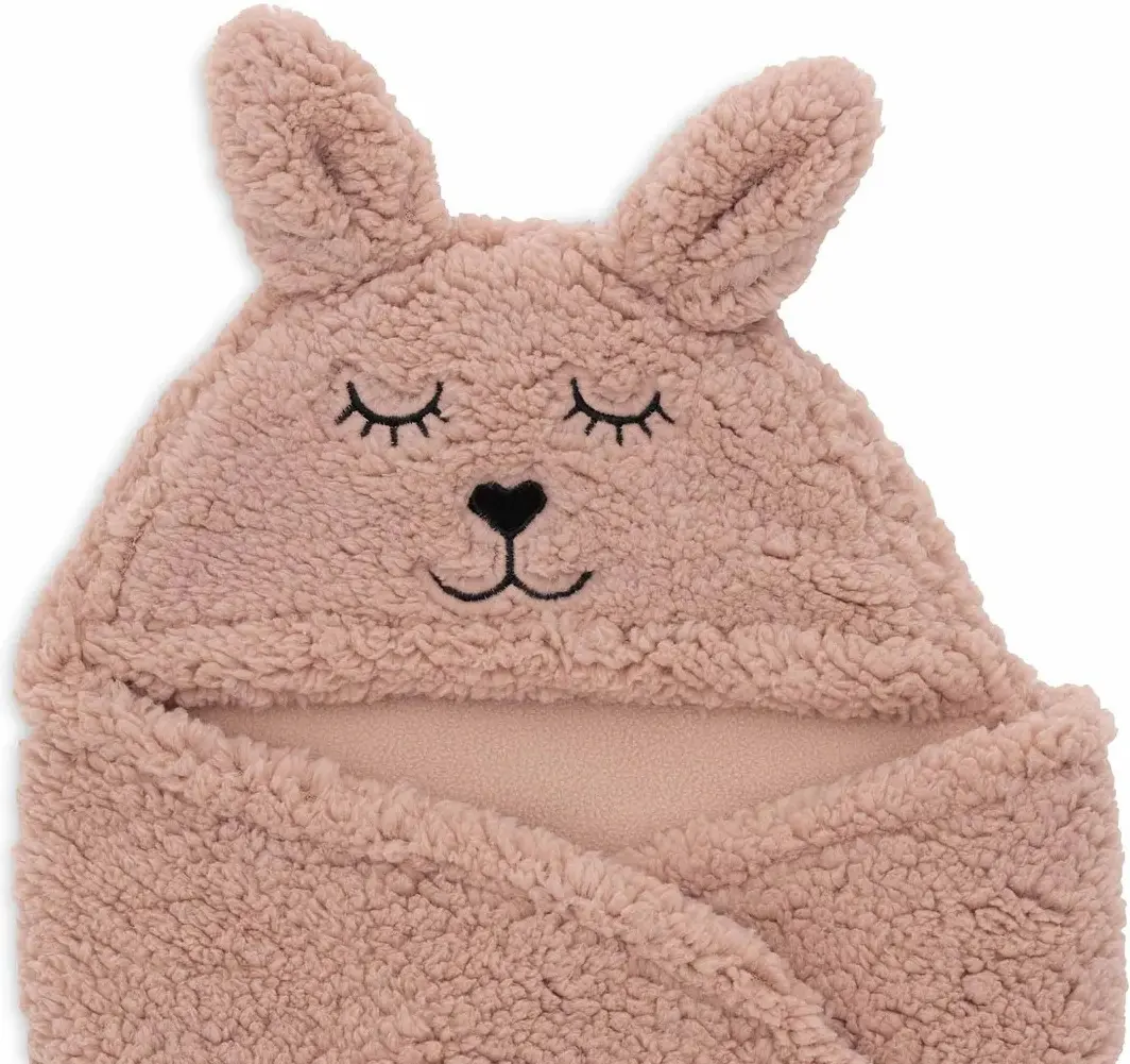 Patura pentru copii cu gluga Jollein Bunny 100x105 (Wild Rose) - 4