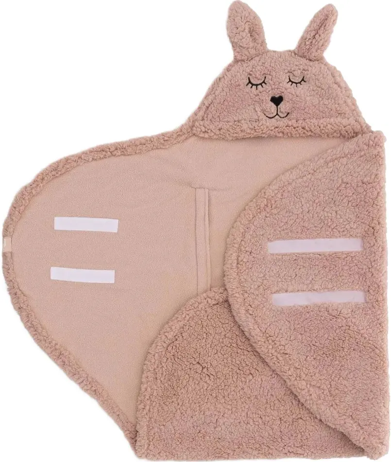 Patura pentru copii cu gluga Jollein Bunny 100x105 (Wild Rose) - 5