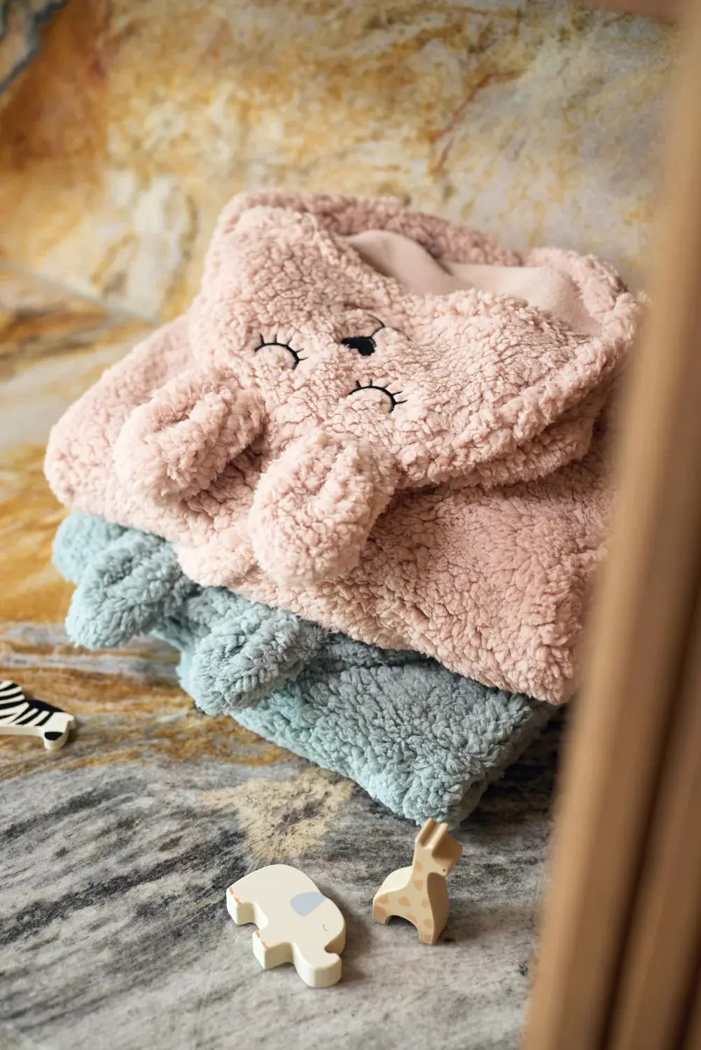 Patura pentru copii cu gluga Jollein Bunny 100x105 (Wild Rose) - 8