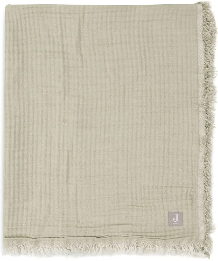 Paturа pentru copii Jollein Fringe 120x120 GOTS (Olive Green/Ivory)