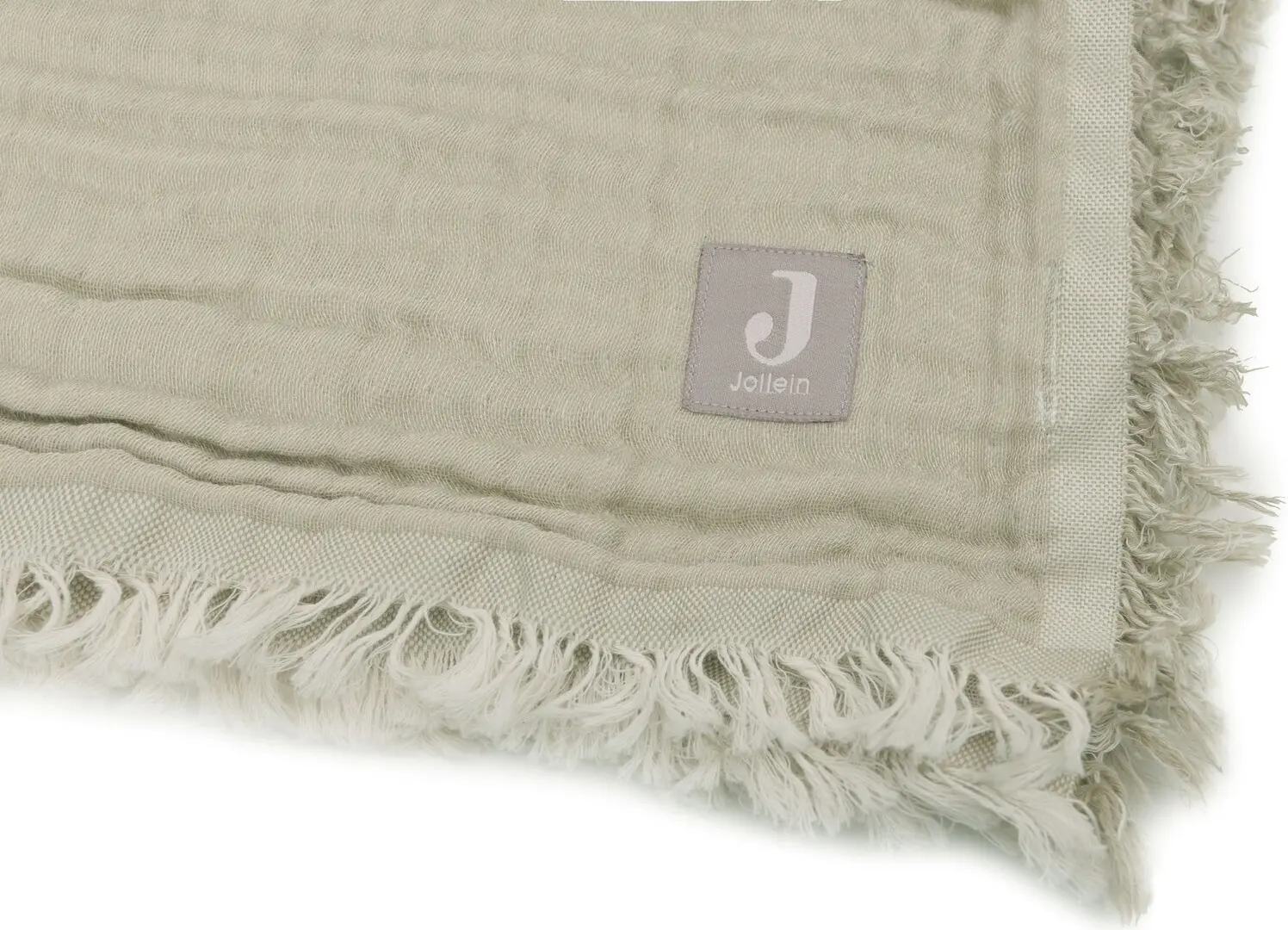 Paturа pentru copii Jollein Fringe 120x120 GOTS (Olive Green/Ivory)