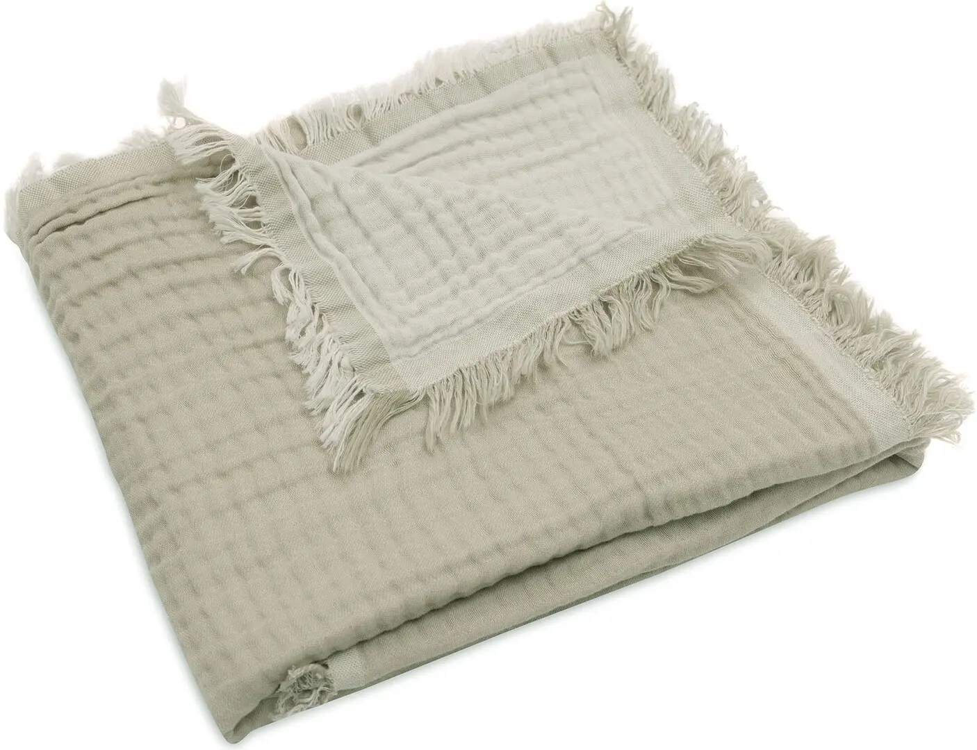 Paturа pentru copii Jollein Fringe 120x120 GOTS (Olive Green/Ivory)