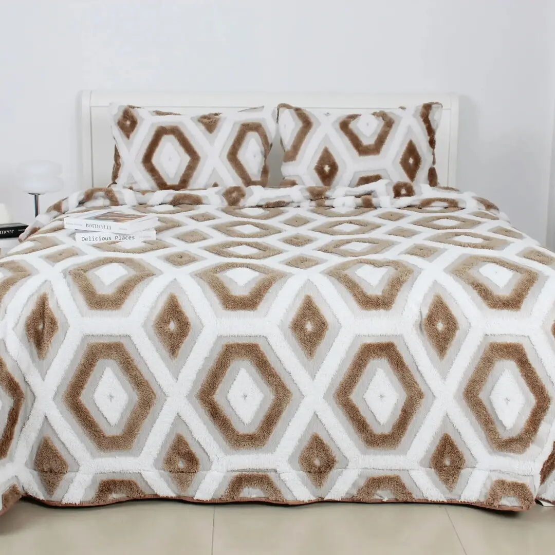 Cuvertura + 2 fete de perna Tep Boho 220x240 (Beige)