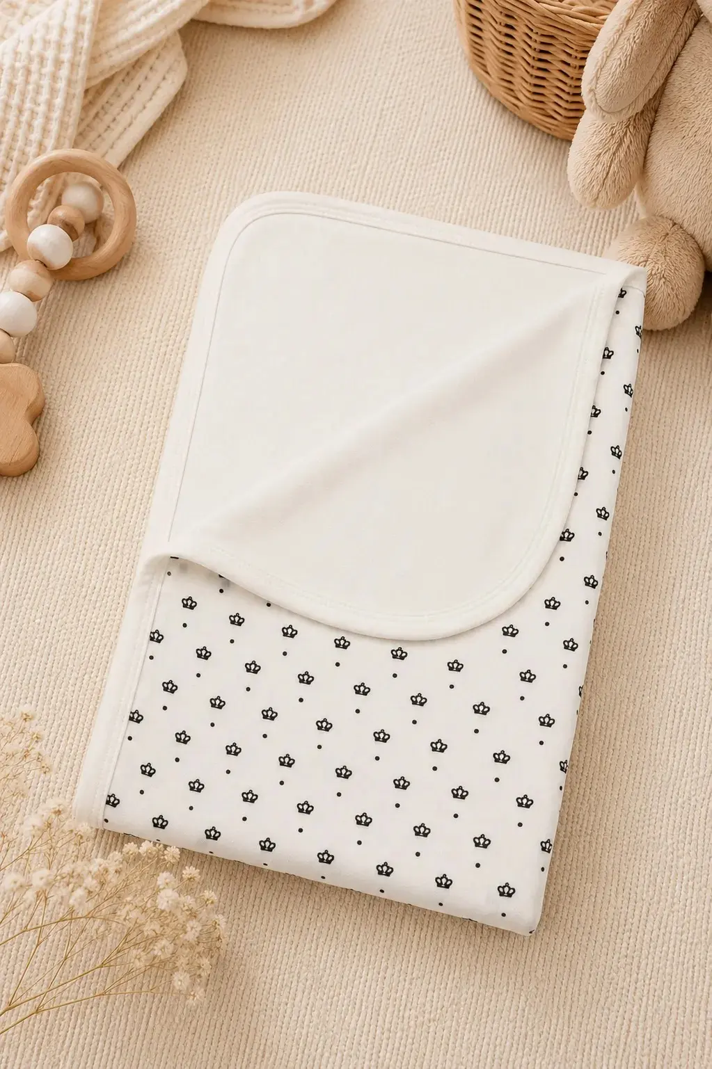 Плед PernaMea Crown 110x110 (White/Black) - 2