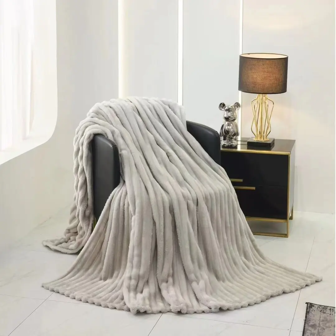 Покрывало Relaxe Home Striped Fleece 200x230 (Light Grey)