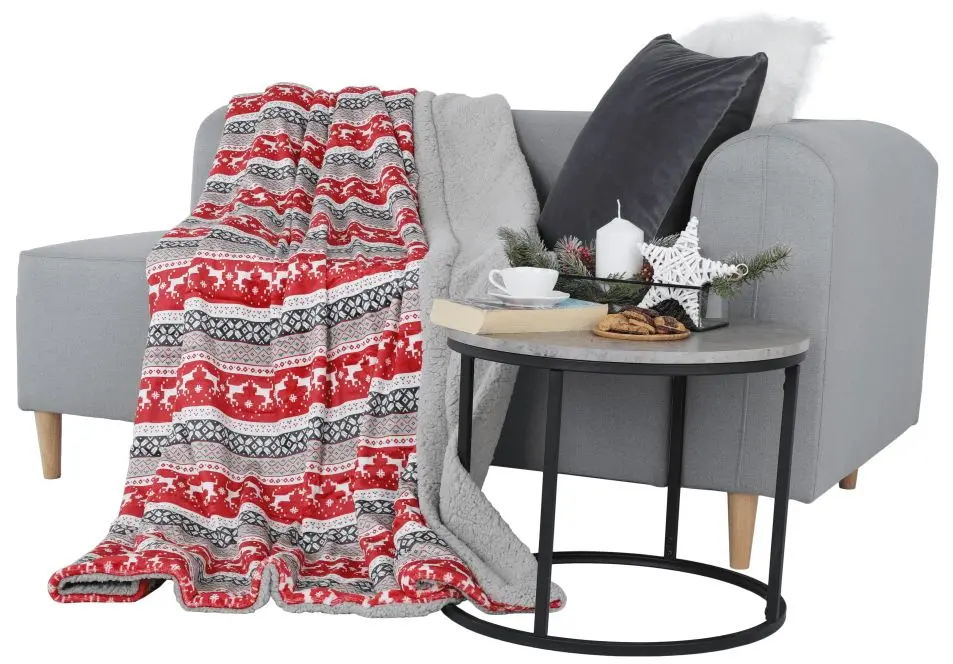 Плед Tempo Kondela Sweet Home Renife 150x200 (Red/White/Black)