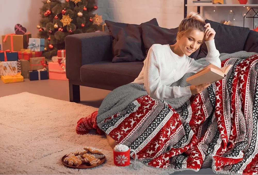 Плед Tempo Kondela Sweet Home Renife 150x200 (Red/White/Black)