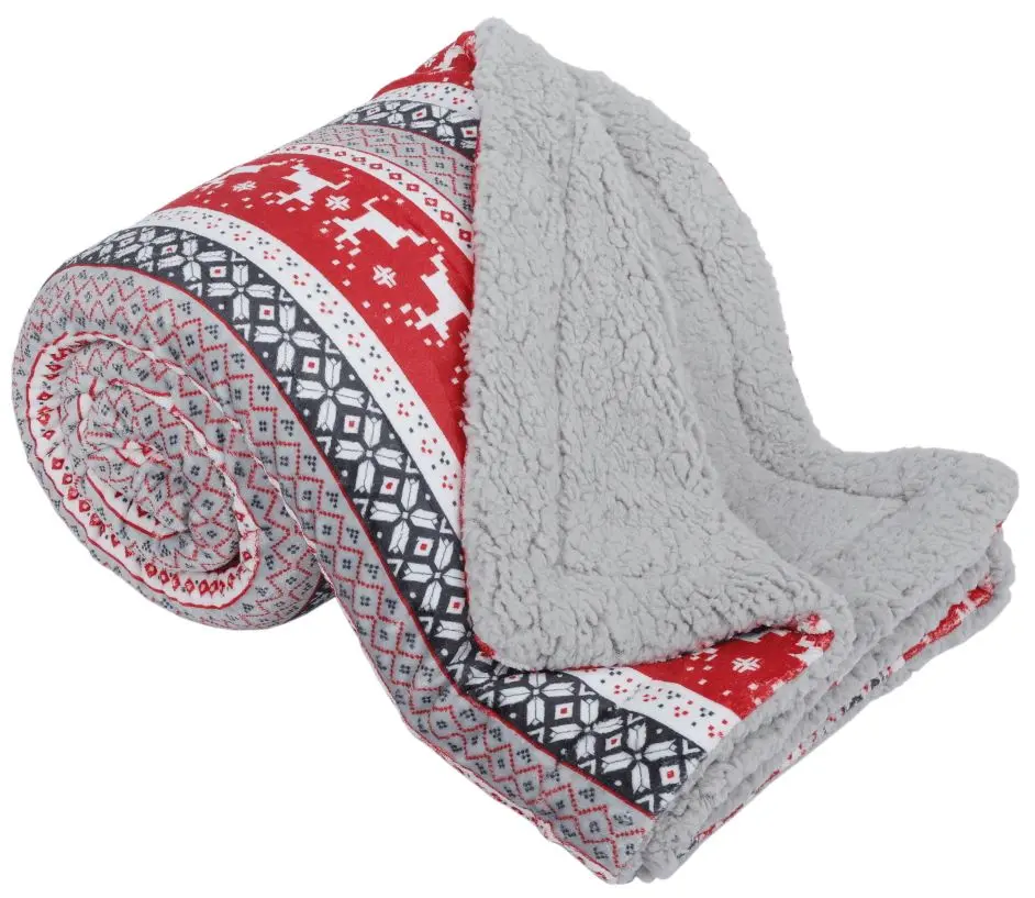 Плед Tempo Kondela Sweet Home Renife 150x200 (Red/White/Black)