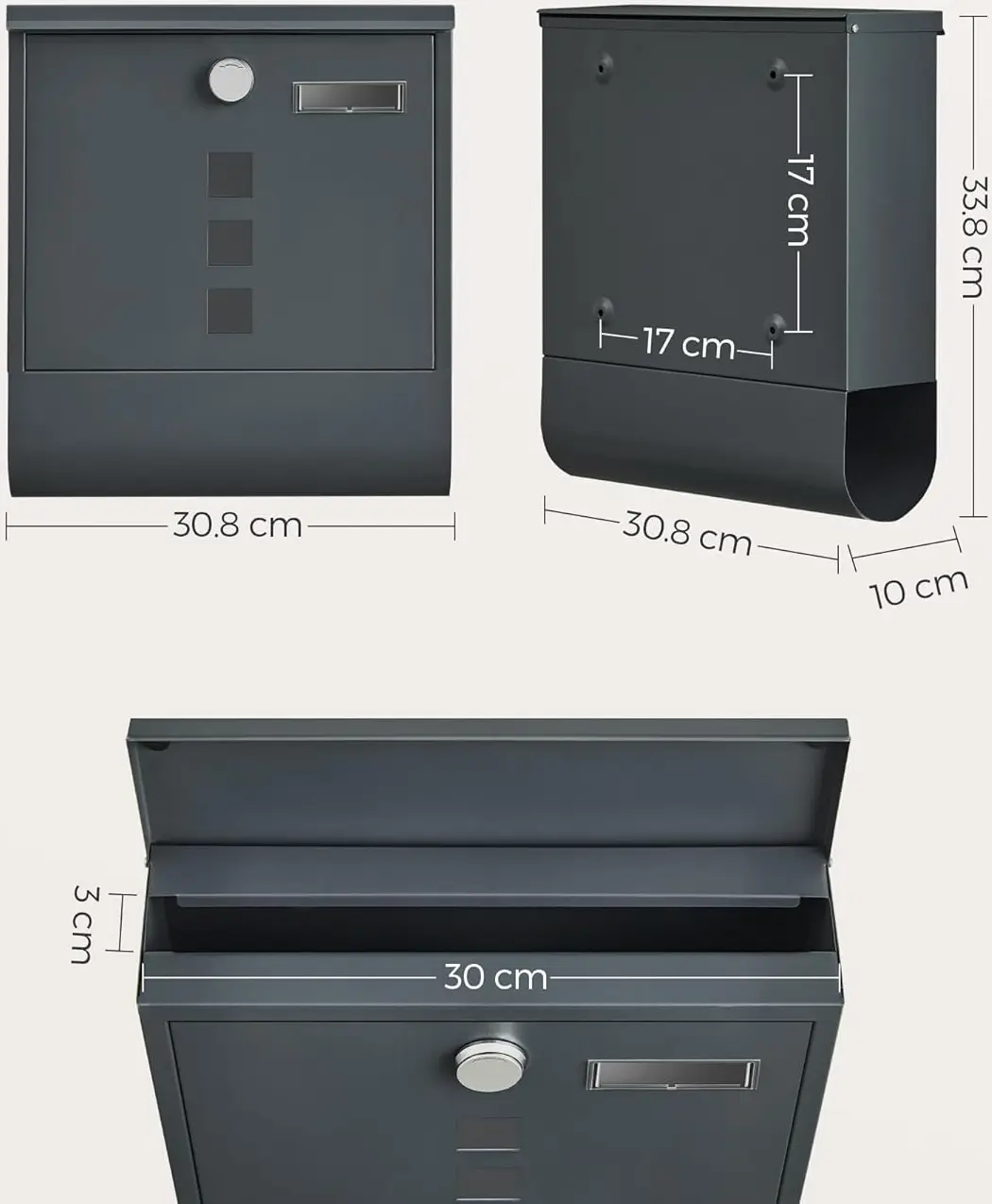 Cutie postala Songmics GMB20AG (Charcoal Grey) - 4