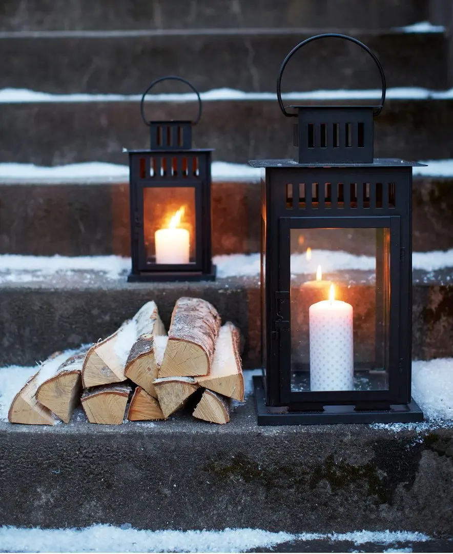 Felinar lumânare bloc Ikea Borrby interior/exterior 28cm (Negru) - 6