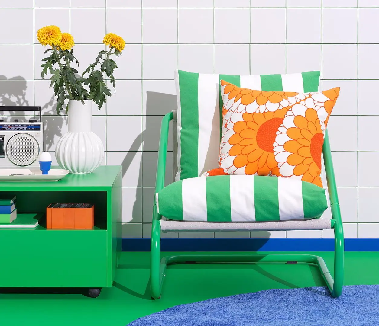 Set perne fotoliu Ikea Onnestad/Radbyn (Alb/Verde)