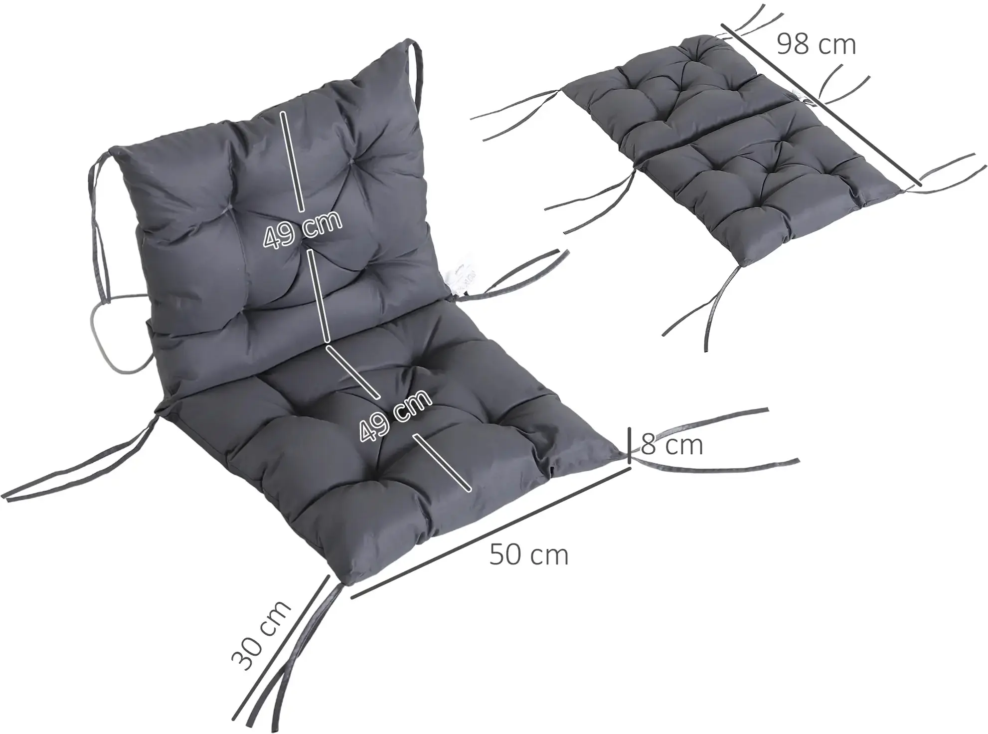 Набор подушек для стула Outsunny 84B-138 (Dark Grey) - 7