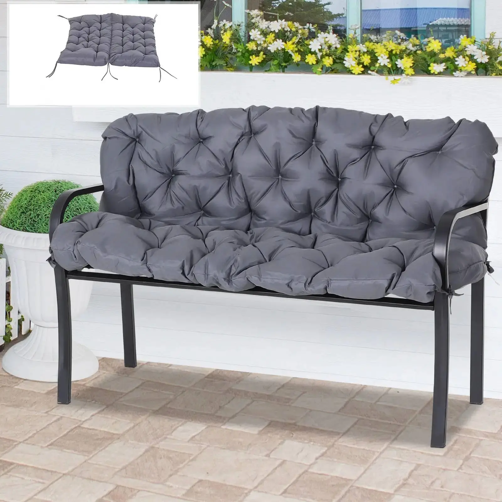 Подушка для садовой скамейки Outsunny 84B-140 (Dark Grey) - 6