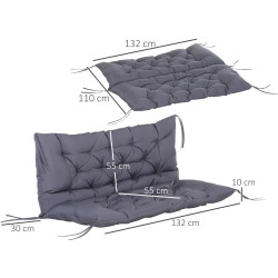 Подушка для садовой скамейки Outsunny 84B-140 (Dark Grey) Thumb