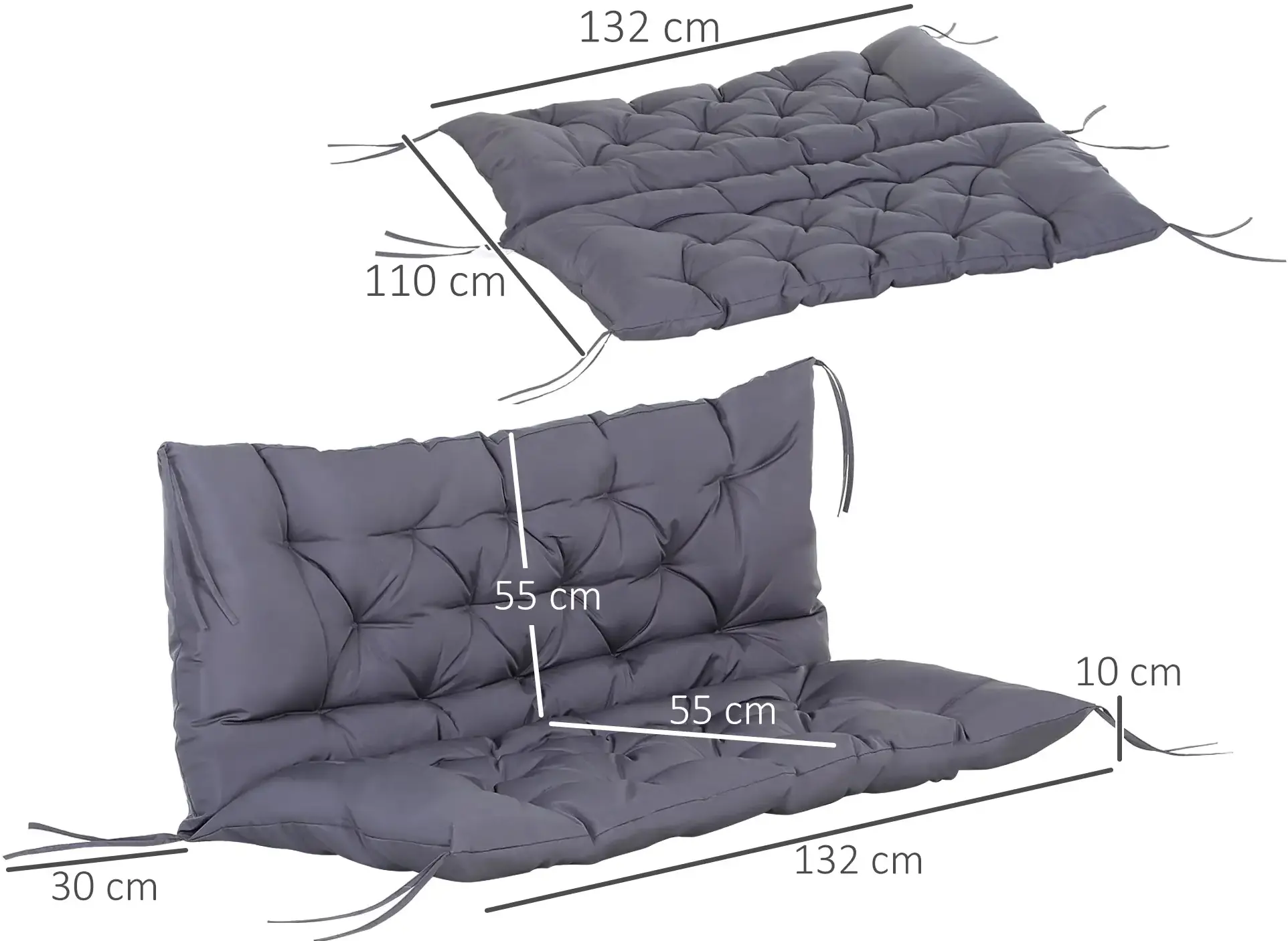 Подушка для садовой скамейки Outsunny 84B-140 (Dark Grey) - 7