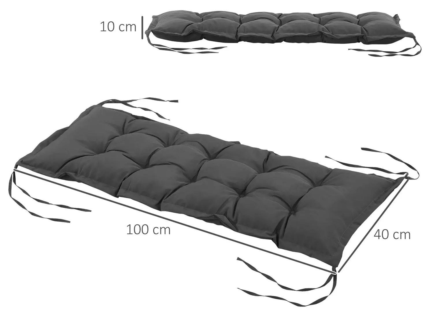 Saltea banca Outsunny 84G-135V00CG 100x40x10 (Dark Grey) - 6