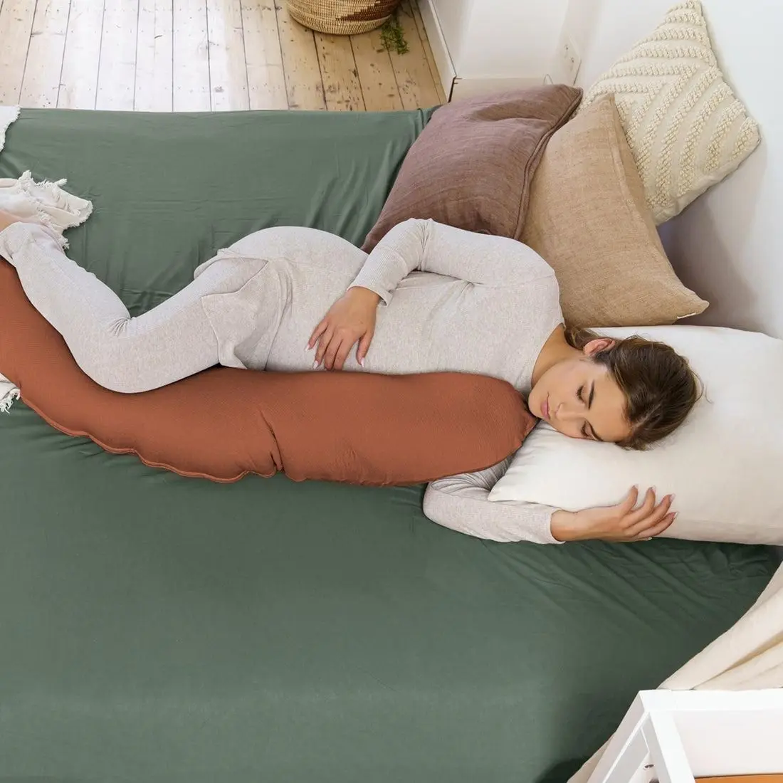 Perna pentru gravide 3in1 Doomoo Buddy (Tetra Jersey Terracotta)